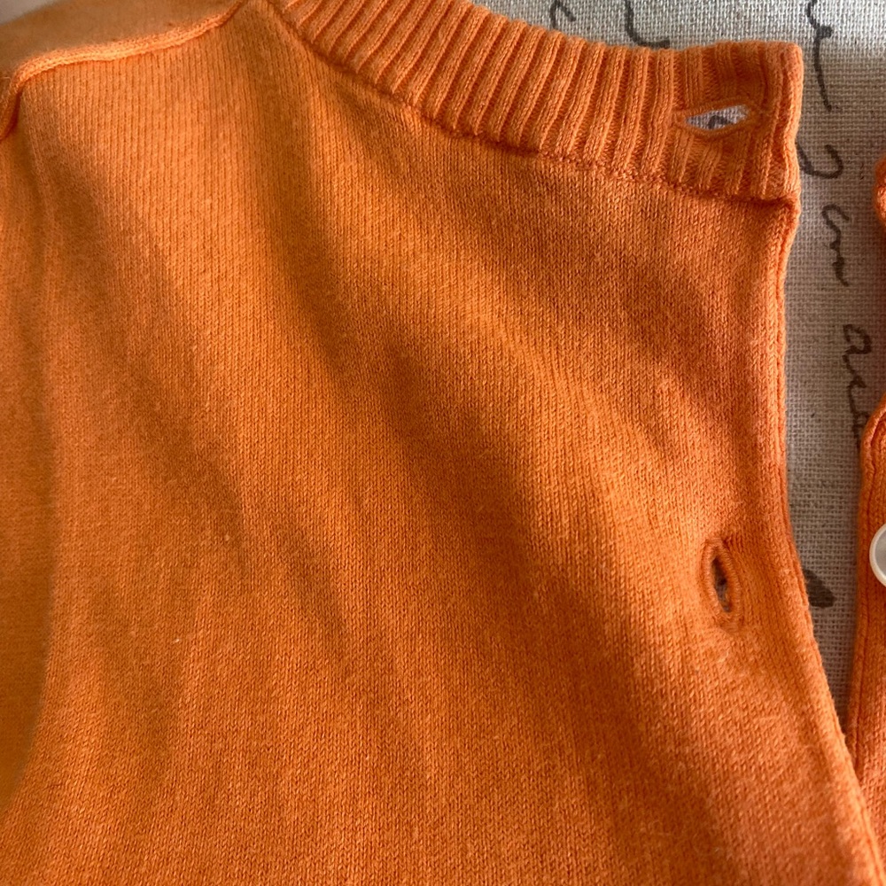 Final-Gone 11/17! Lands End Canvas Orange button down cardigan sweater - Picture 2 of 6